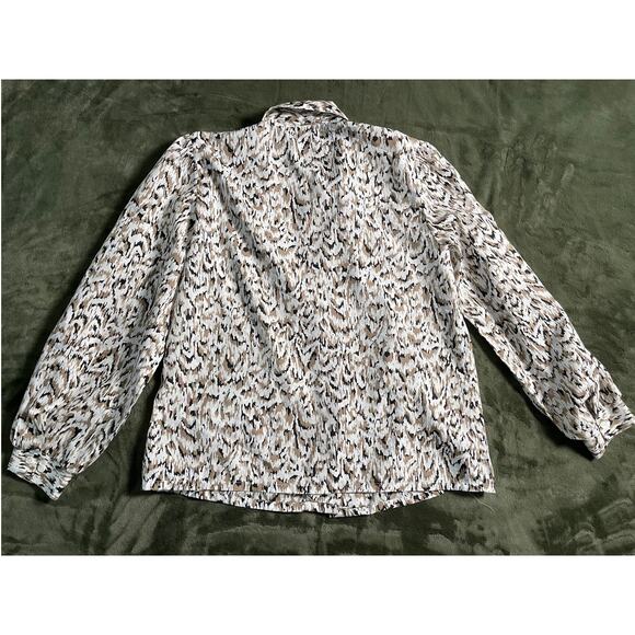 Vtg. DIVERSITY brand Petite SZ 12 mod print long sleeve blouse - Picture 4 of 6
